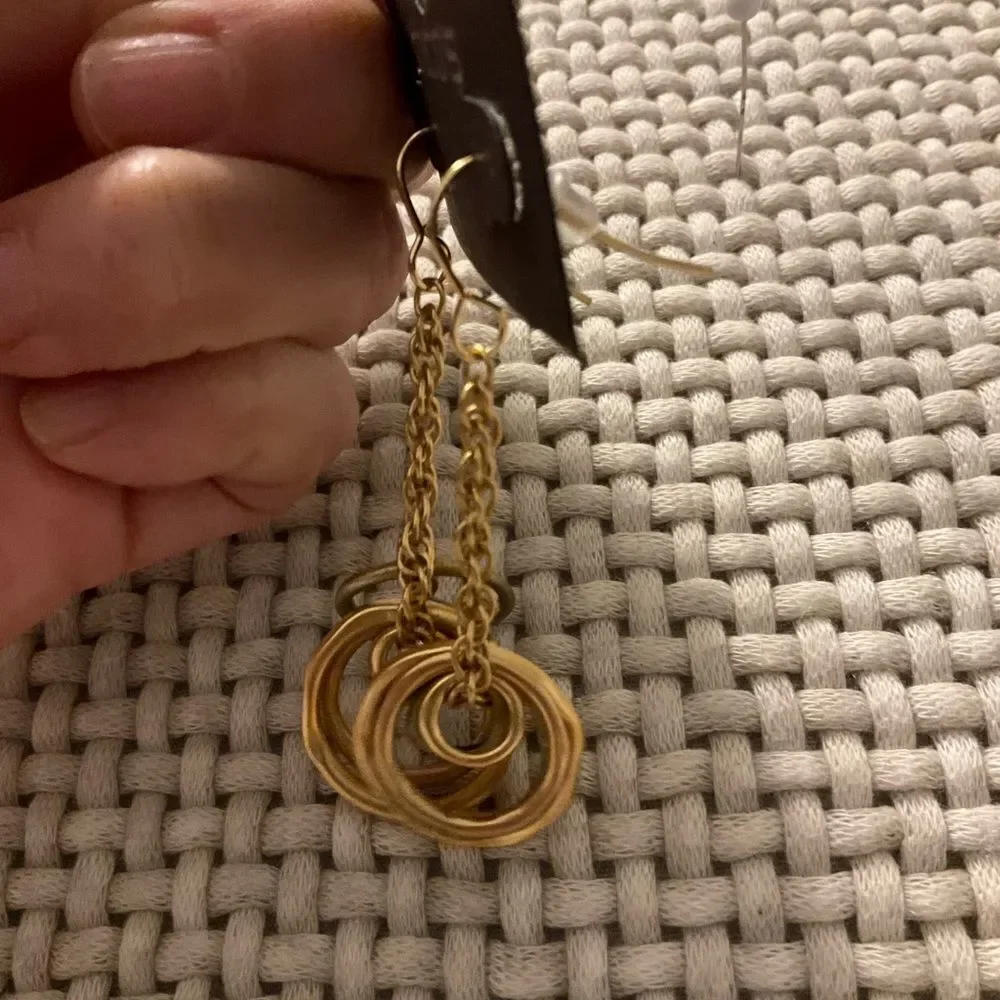 0049-New Chico's Gold-Tone‎ Layered Circle Earrings